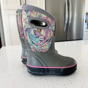 BOGS Neoprene Rain Snow Boot Gray Pink Little Girls Size 10